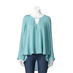 JLo Aqua High-low Peasant Top Small